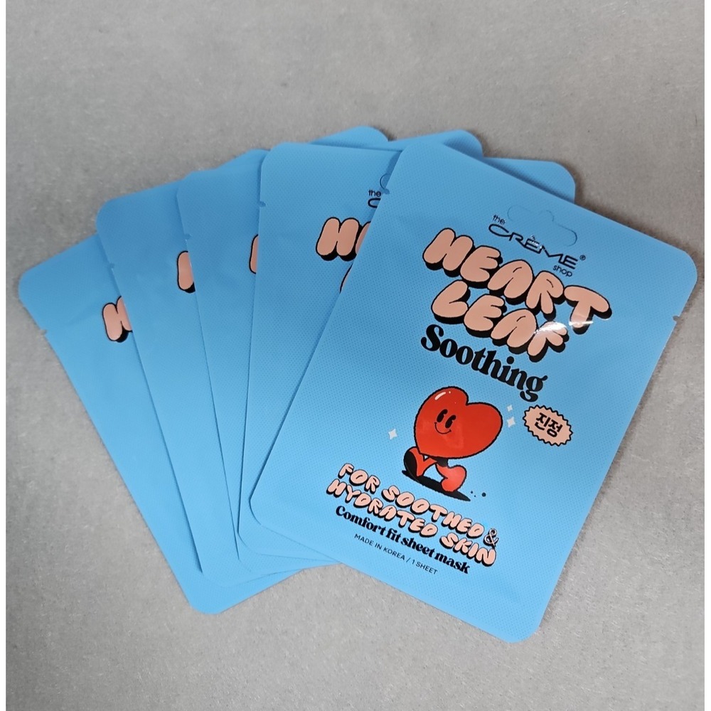 The Crème Shop Heart Leaf Soothing Comfort Fit Sheet Masks - Set of 5 - K-Beauty